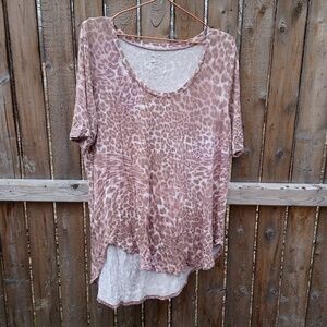 Maurices 24/7 Leopard Print Pattern Lightweight Short Sleeve Flowy Top
